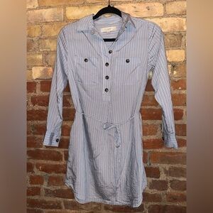 LOFT Blue Striped Shirt Dress